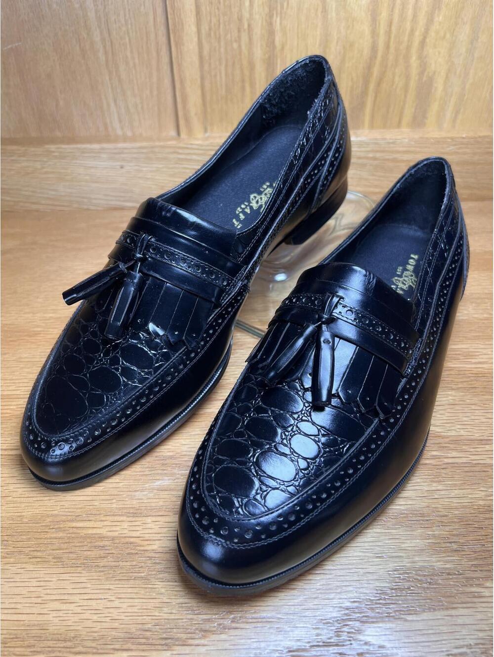 Towncraft Classic Black Tassel Loafers Men's Dress Shoes Size 11 D New